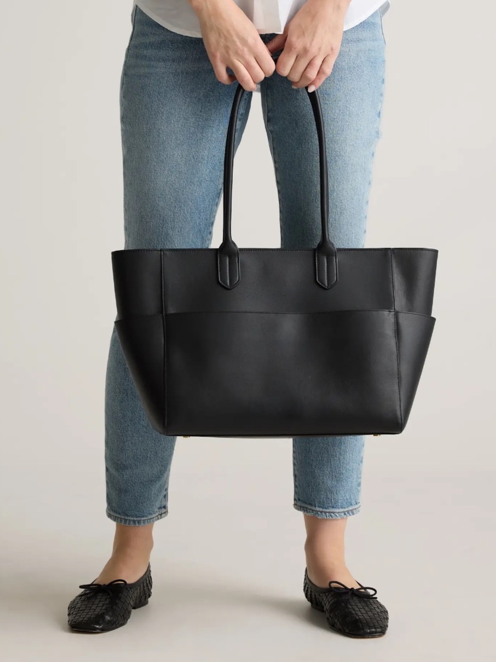 Hudson Black Genuine Leather Tote Bag – Laptop Work Shoulder Bag